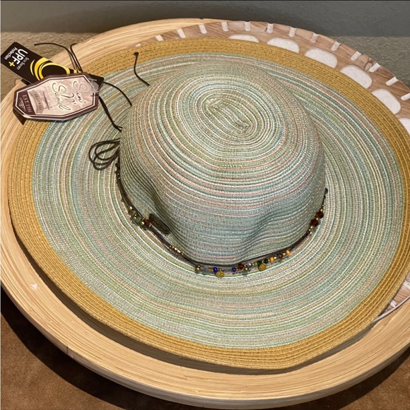 Sun and Sand Hat Straw Natural Beach Cruise Adjust UPF 50 new - Picture 12 of 12